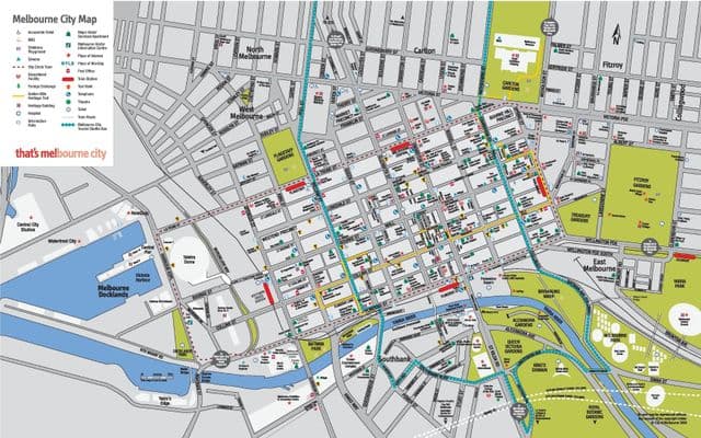Plan du centre ville de Melbourne