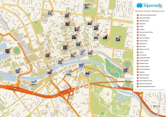 Plan des monuments de Melbourne