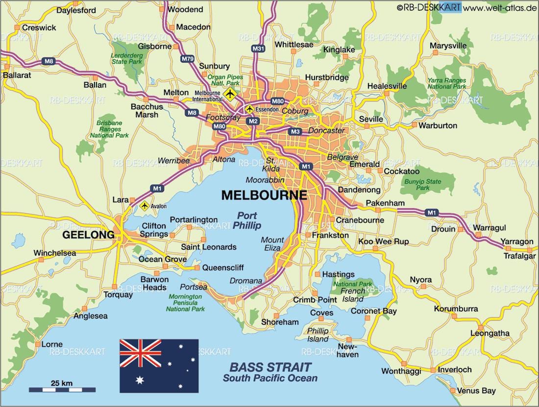 Plan des aéroports de Melbourne