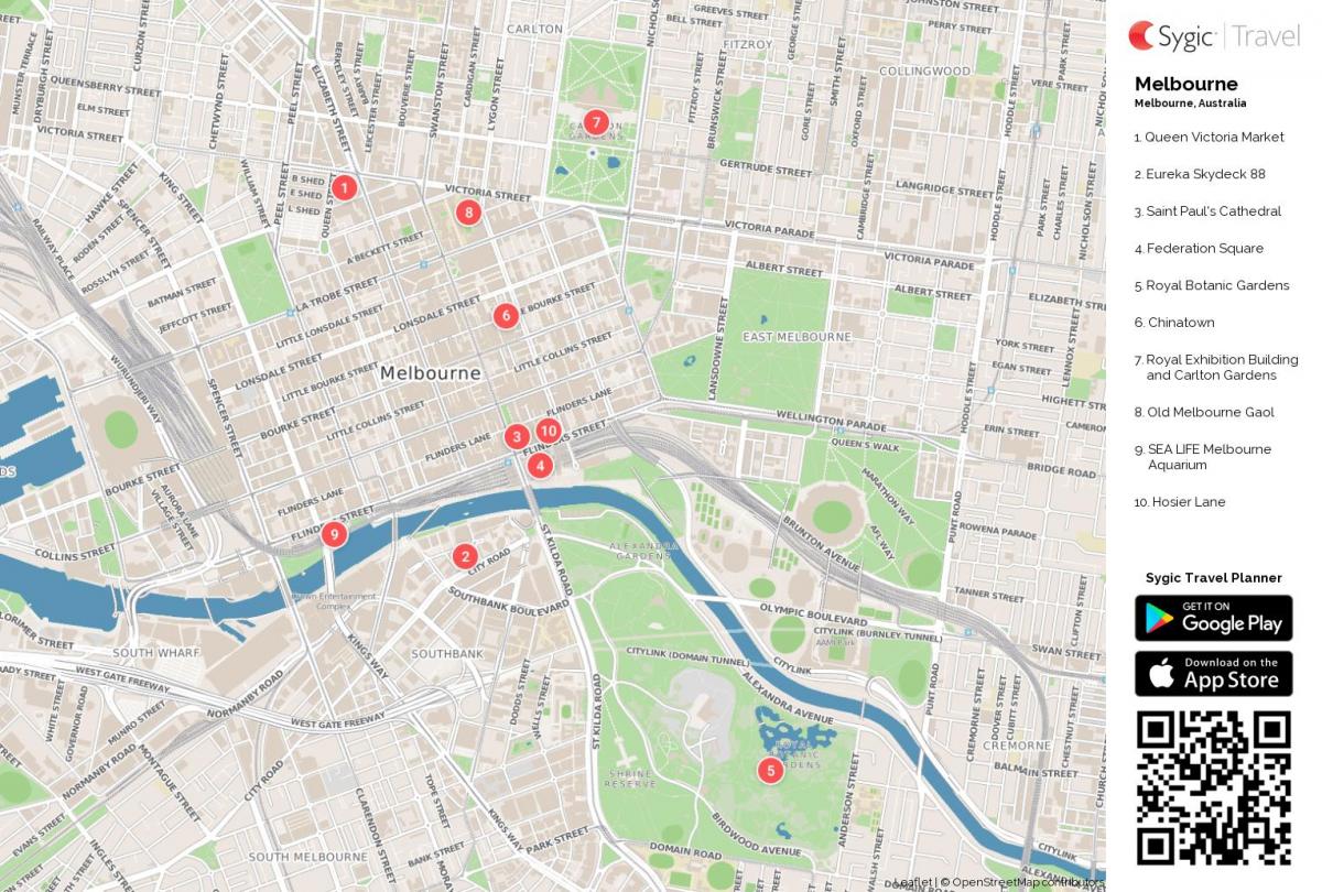 Plan des attractions de Melbourne