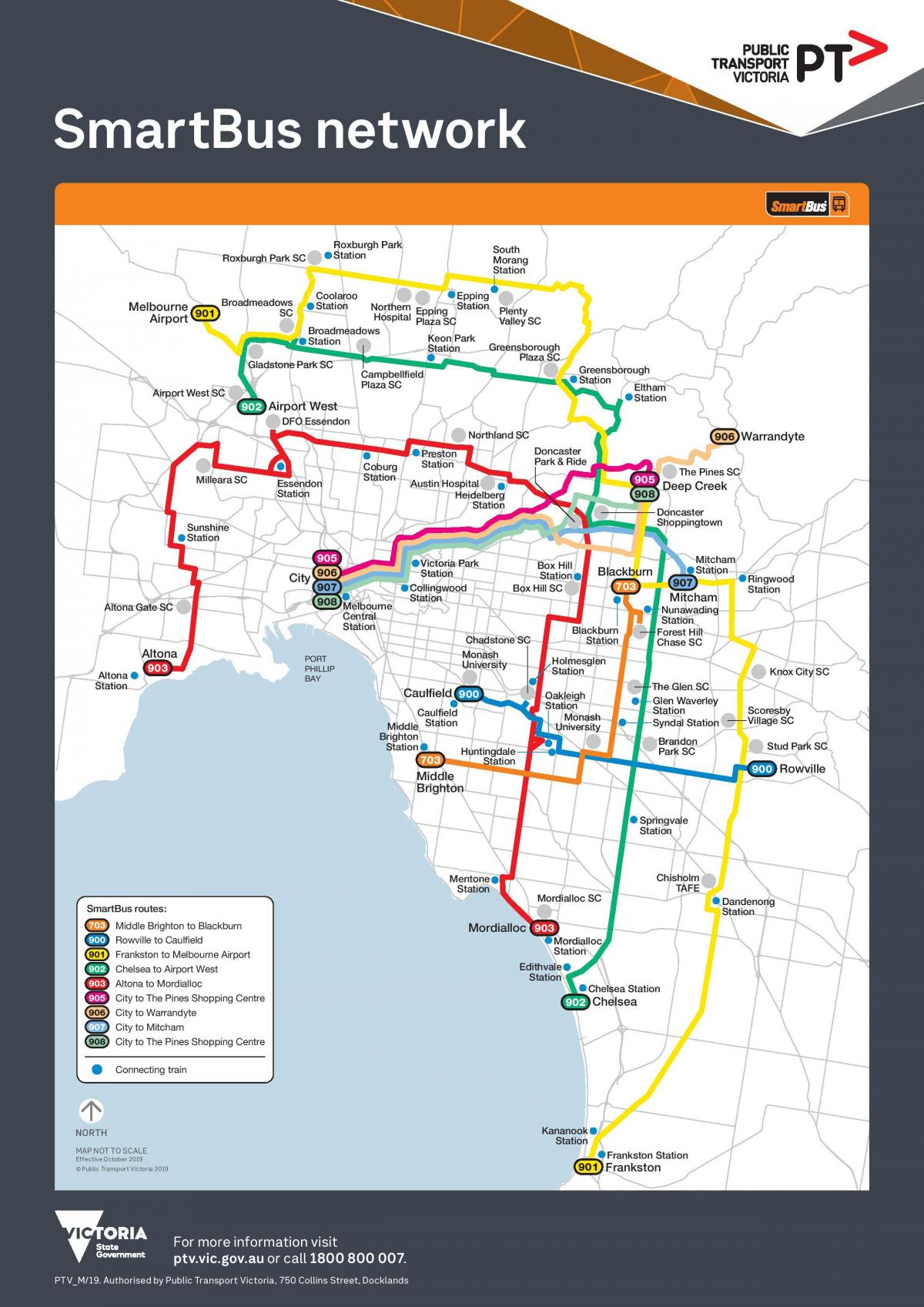 Plan des stations bus de Melbourne