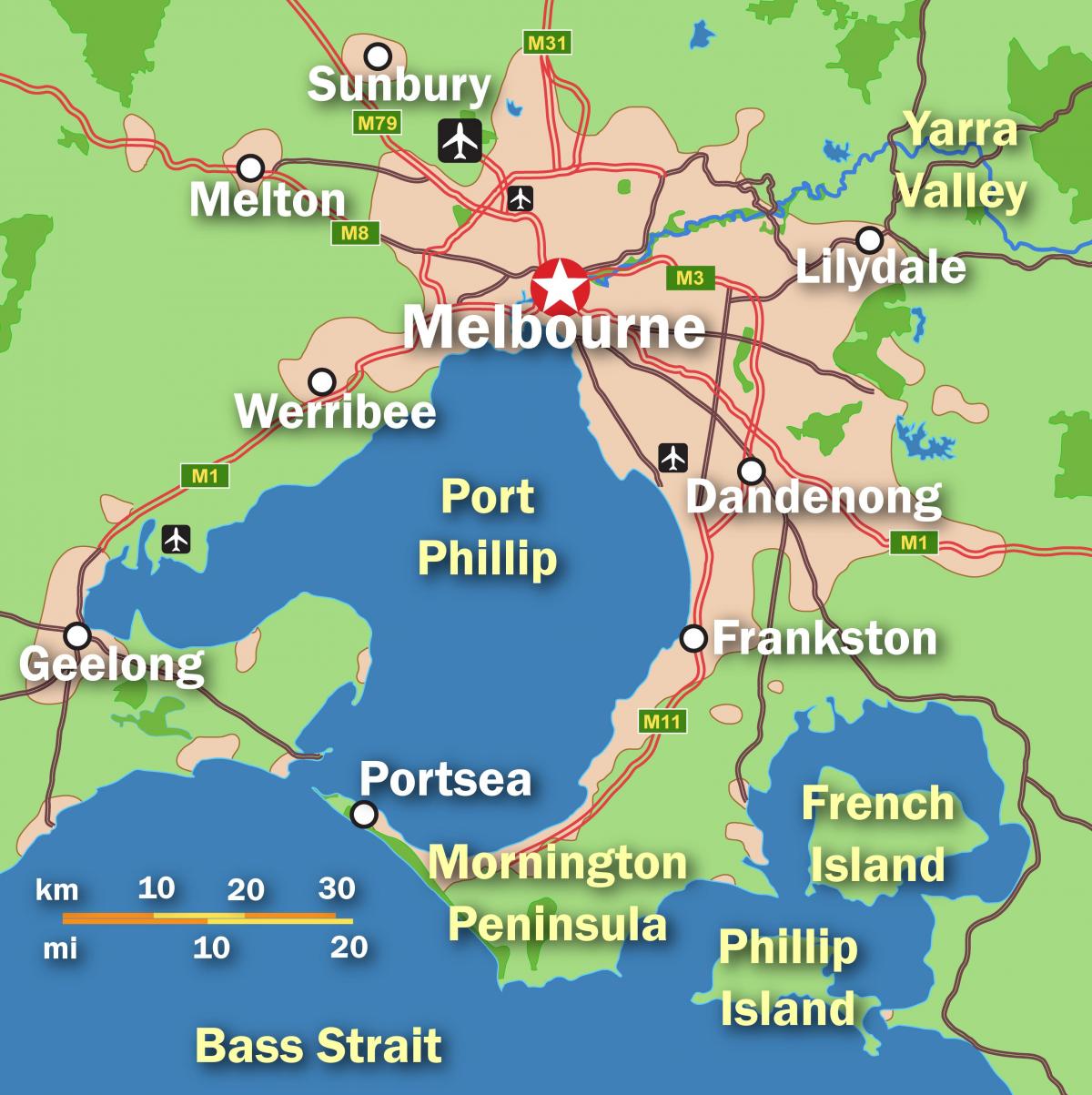 Plan de la ville de Melbourne