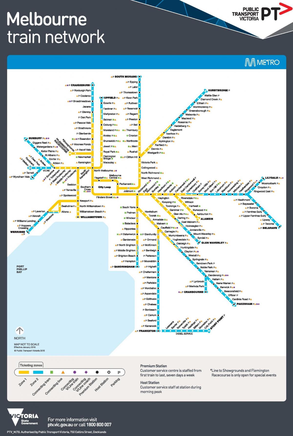 Plan des stations de metro de Melbourne
