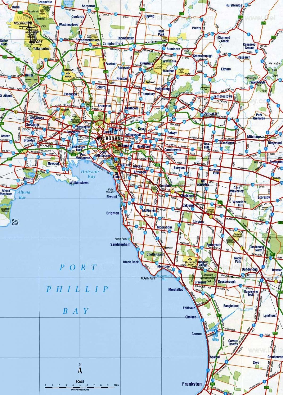 Plan des routes de Melbourne