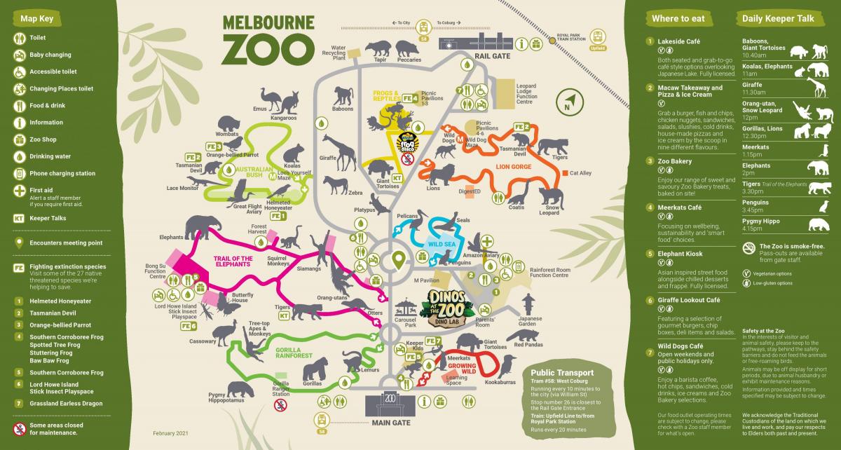 Plan du parc zoologique de Melbourne